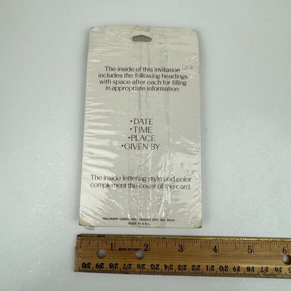 Vtg Retro Hallmark Christmas Party Invitation Green Gold Metallic Elegant Font - Picture 5 of 11